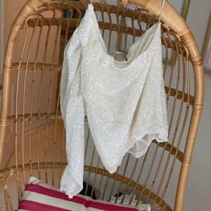 Off shoulder sequin top